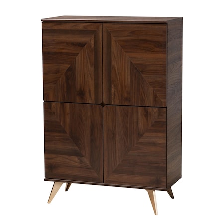 Baxton Studio Graceland Mid-Century Modern Transitional Walnut Brown Finished Wood Shoe Cabinet 233-13274-ZORO